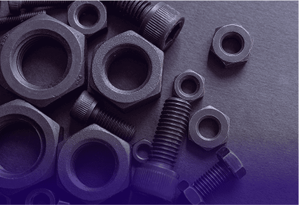 Industrial fasteners arranged on a table