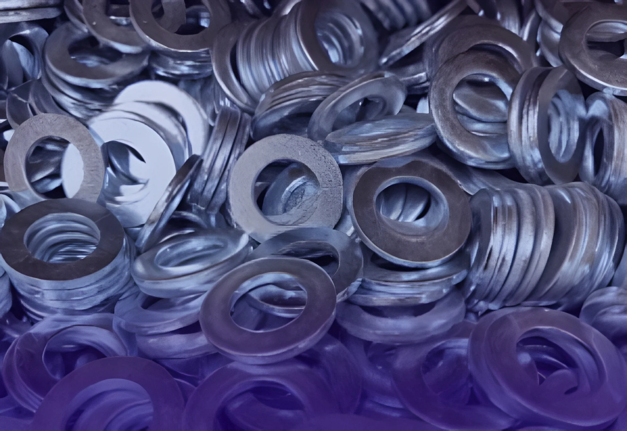 Metal washers piled together