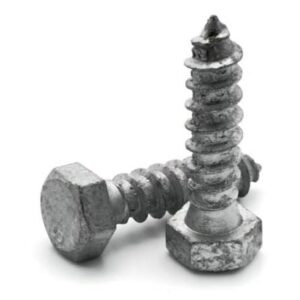 Pair of screws and nuts on a white background