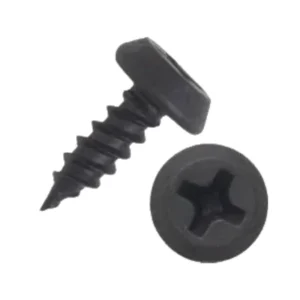 Pan head self tapping screw with a flat head