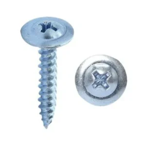Pack of 10 Phillips pan head self tapping screws, each with a flat head and a zinc plated finish