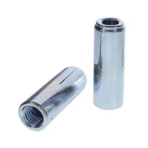 Pair of stainless steel hex nuts on a white background