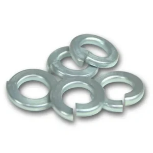 Pack of 5 zinc plated steel washers, each measuring 3/8 inch in diameter, arranged on a white surface