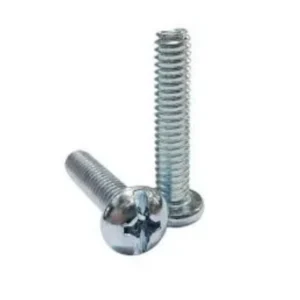 Pair of Phillips pan head machine screws with a zinc plated finish and a size of 10mm x 1.5mm